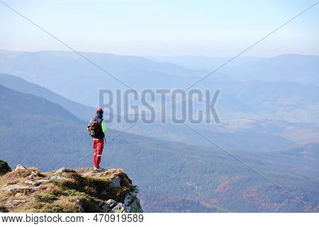 Carpathian Mountains, Ukraine - October 8, 2022 Mount Hoverla. Carpathians In Ukraine In Autumn. Tou
