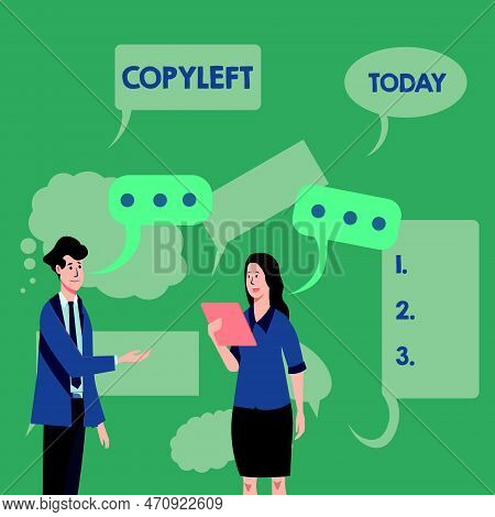 Conceptual Caption Copyleft. Business Approach The Right To Freely Use, Modify, Copy, And Share Soft