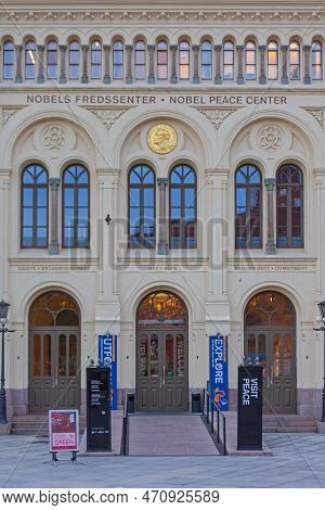 Oslo, Norway - October 30, 2016: Entrance To Alfred Nobel Peace Center Building In Oslo, Norway.