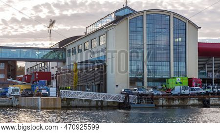 Fredrikstad, Norway - October 27, 2016: Ostfold University College Campus In Fredrikstad Public Scho