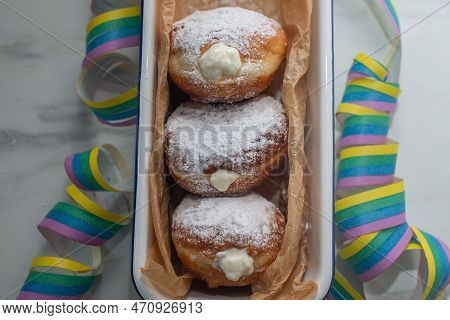 Sweet Home Made Krapfen Or Berliner Doughnuts