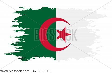 Algeria Flag Grunge Brush Color Image, Vector