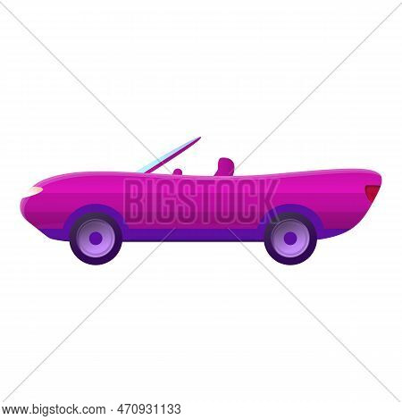 Pink Cabriolet Icon. Cartoon Of Pink Cabriolet Icon For Web Design Isolated On White Background