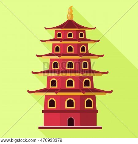 Vietnam Red Building Icon. Flat Illustration Of Vietnam Red Building Icon For Web Design