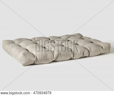 Soft Bench Cushion Of Gray Fabric With Holofiber Filling
