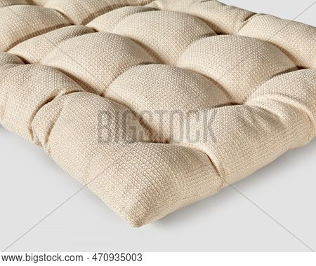 Soft Quilted Window Seat Cushion Of Natural Beige Fabric