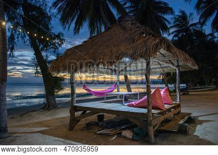 A Bar And Palmtree At The Bo Thong Lang Bay And Beach At The Town Of Bang Saphan In The Province Of 