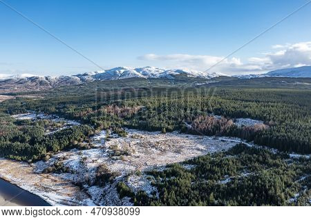 Aerial View Of Snow Covered Gweebarra River Between Doochary And Lettermacaward In Donegal - Ireland
