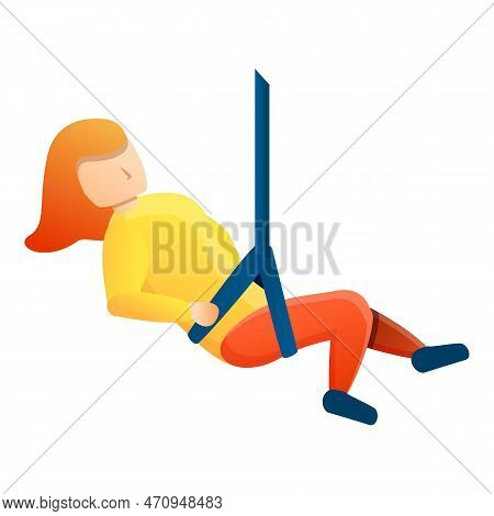 Woman Zip Line Icon. Cartoon Of Woman Zip Line Icon For Web Design Isolated On White Background