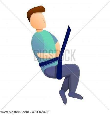 Man Zip Line Icon. Cartoon Of Man Zip Line Icon For Web Design Isolated On White Background