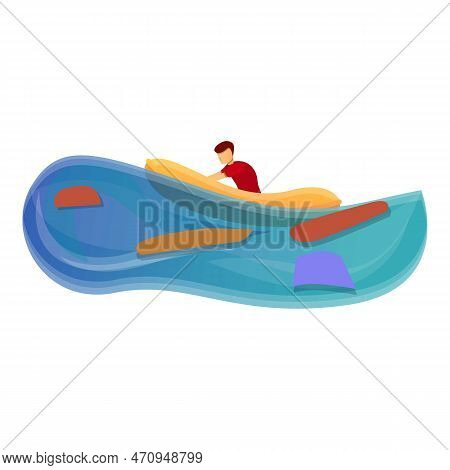 Flood Man Rubber Boat Icon. Cartoon Of Flood Man Rubber Boat Icon For Web Design Isolated On White B