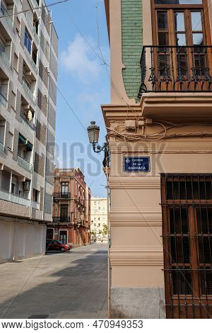 Street Name Indication Carrer De La Barraca In El Cabanyal Neighborhood In Valencia, Spain