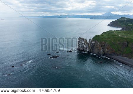 Khalaktyrsky Beach And Rocky Cape Vertical On Kamchatka Peninsula. Russia, Pacific Ocean