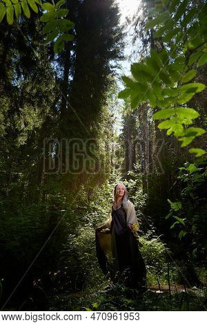 Beautiful Seductive Dryad. Pagan Spirit Of The Forest. Portrait Of Beautiful Dryad. Fairy Who Loves 
