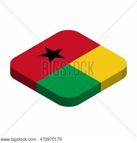 Guinea-bissau Flag - 3d Isometric Square Flag With Rounded Corners.