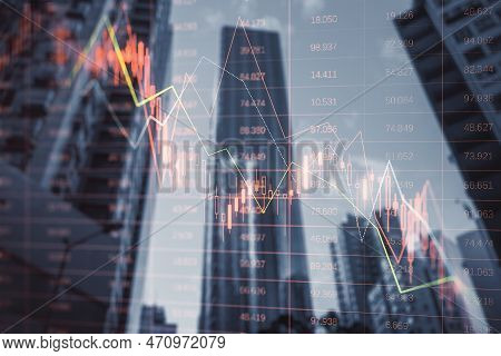 Investing And Real Estate Market Crash Concept With Falling Down Digital Financial Chart Candlestick