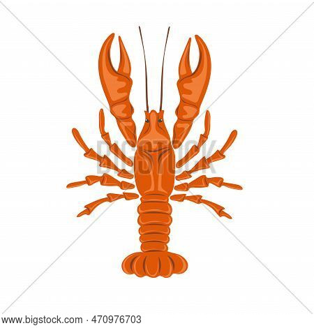 Red Crayfish Or Lobster. Seafood Shop Logo, Signboard, Restaurant Menu, Fish Market, Banner, Poster 