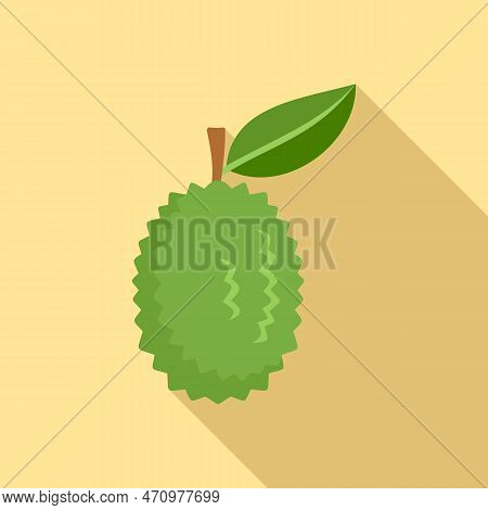 Whole Raw Durian Icon. Flat Illustration Of Whole Raw Durian Icon For Web Design
