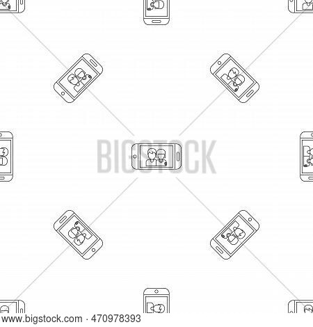 Couple Take Selfie Pattern Seamless Repeat Geometric For Any Web Design