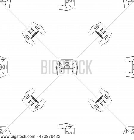 Girl Take Selfie Pattern Seamless Repeat Geometric For Any Web Design