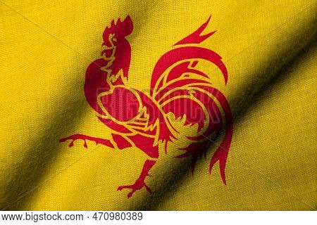 Realistic 3d Flag Of Wallonia With Fabric Texture Waving