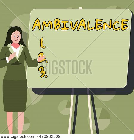 Conceptual Display Ambivalence. Word Written On Attitudes Or Feelings Attraction And Repulsion To An