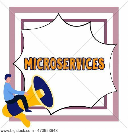 Text Sign Showing Microservices. Concept Meaning Software Development Technique Building Single Func