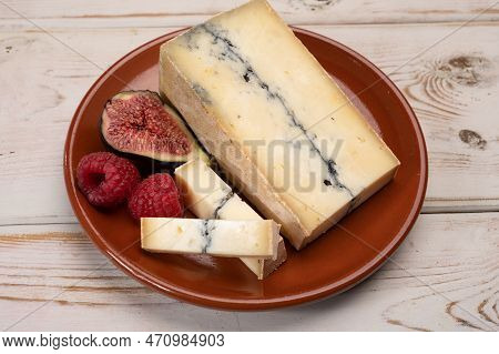 French Semi-soft Cow Milk Cheese Morbier From Franche-comte Region With Thin Black Layer And Strong