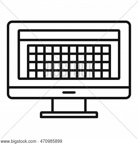 Desktop Computer Photo Redaction Icon. Outline Desktop Computer Photo Redaction Icon For Web Design 