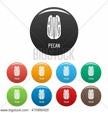 Pecan Icons Set 9 Color Isolated On White For Any Design