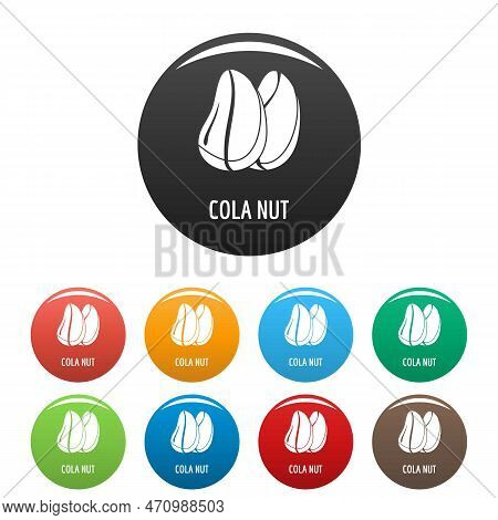Cola Nut Icons Set 9 Color Isolated On White For Any Design