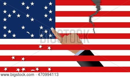 Rebuilding And Fixing A Divided Usa Is Illustrated In This 3-d Image Of A Hand Replacing Stars That 
