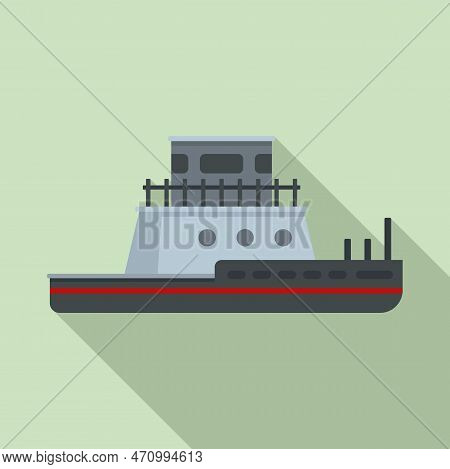 Tug Boat Icon. Flat Illustration Of Tug Boat Icon For Web Design