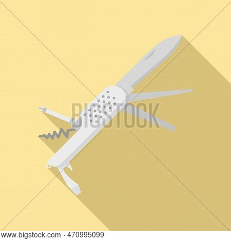 Multifunctional Knife Icon. Flat Illustration Of Multifunctional Knife Icon For Web Design