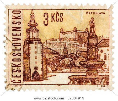 Postcard Printed In The Ussr Shows .illustration Czechoslovak City - Bratislava