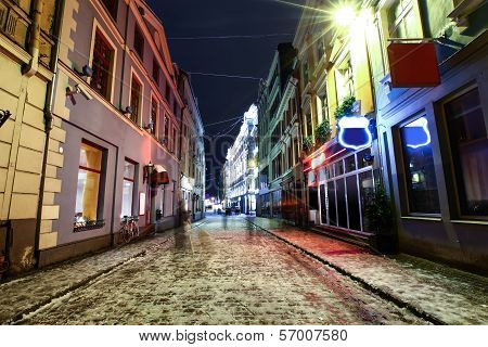 Christmas Night In Old Riga, Latvia
