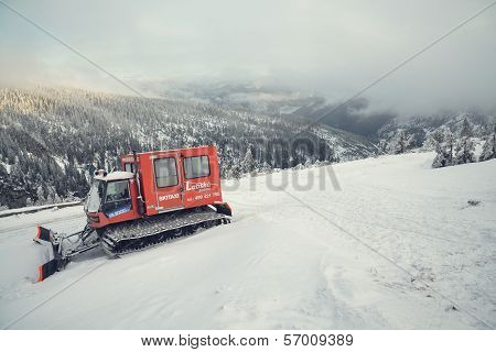Snowcat in snowy country