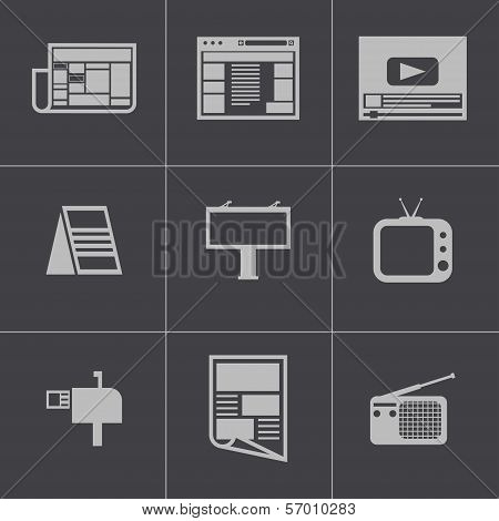 Vector black advertisement icons set