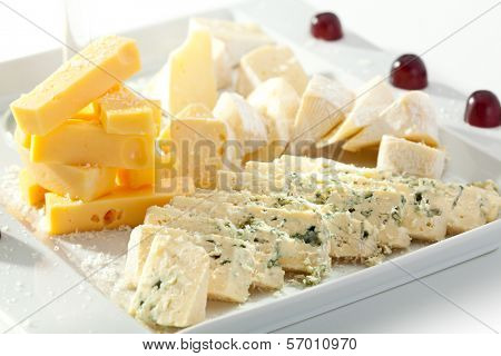 Cheese Plate with Grapes, Nuts and Honey