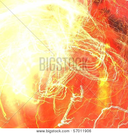 Abstract Fire Background with Flames and lightnings