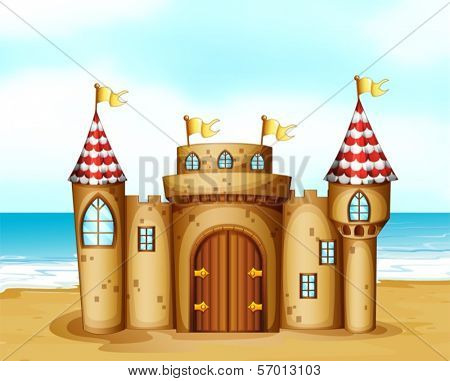 Illustration of a castle at the beach