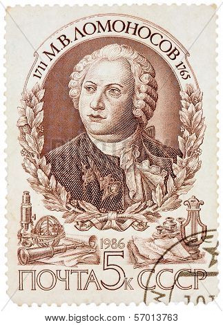 Stamp Printed In Russia (soviet Union) Commemorates Mikhail Lomonosov, A Russian Scientist Who Disco