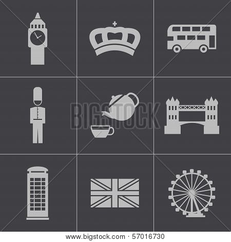 Vector black london icons set