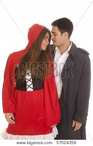 Man And Red Riding Hood Gazing