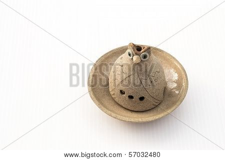 Ceramic Owl Candle Handler