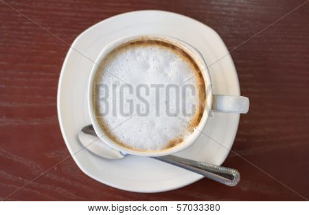 Hot Cappuccino In White Cup