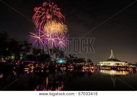 Firework In Suanloung Park Thailand.