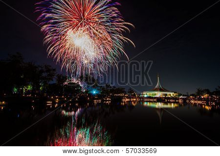 Firework In Suanloung Park Thailand.