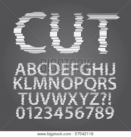 Horizontal Paper Cut Alphabet And Digit Vector