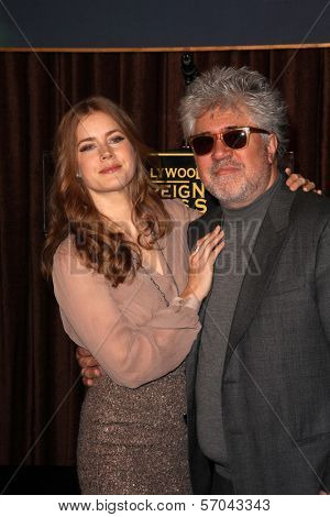 Amy Adams, Pedro Almodovar at the Hollywood Foreign Press Association's Cecil B. DeMille Award Recipient Announcement, Beverly Hilton Hotel, Beverly Hills, CA 11-09-11